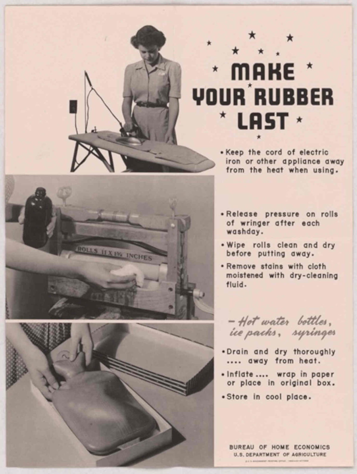 Rubber Rolls Ironing American World War II Advert Poster