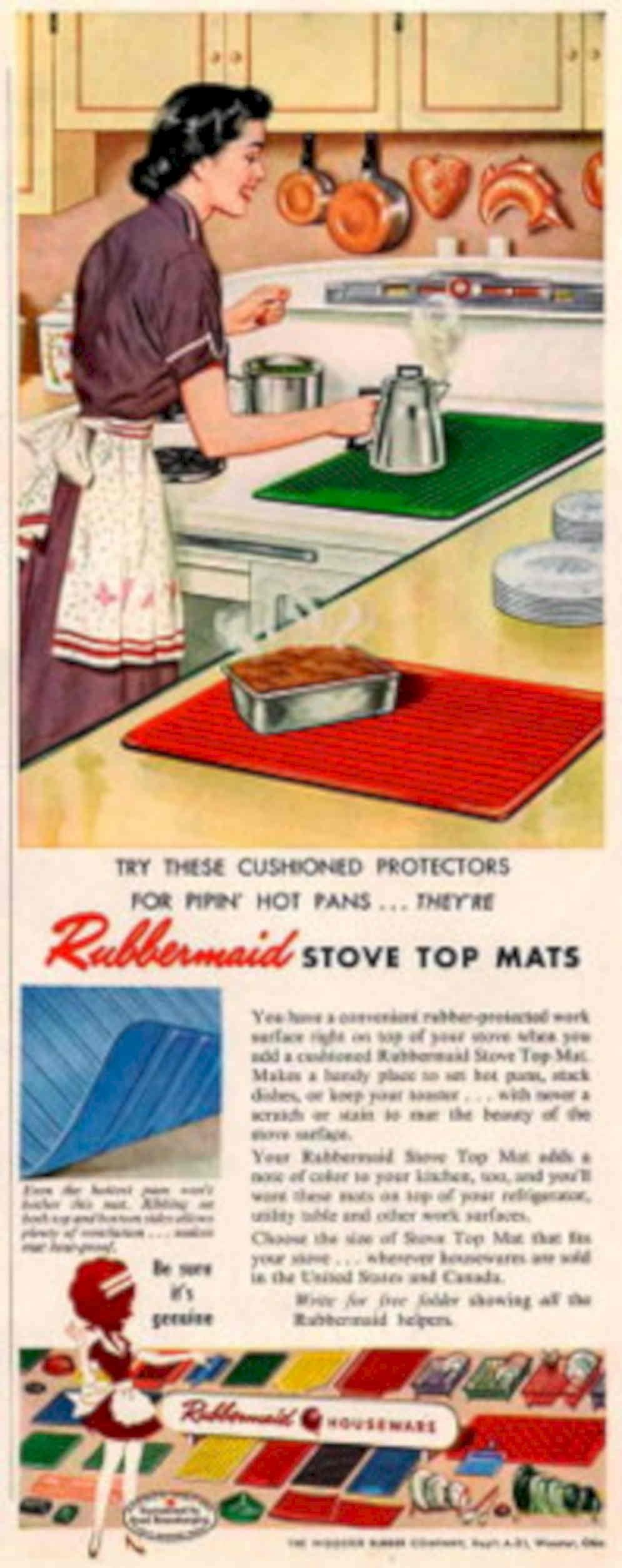 Rubbermaid Stove Mats 1950s Vintage Retro Advert Poster