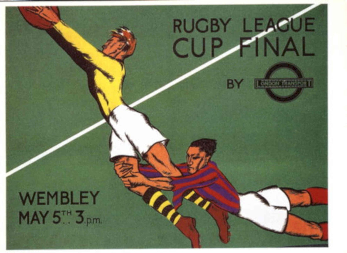 Rugby League Cup 1 1930s Vintage Retro Advert Poster