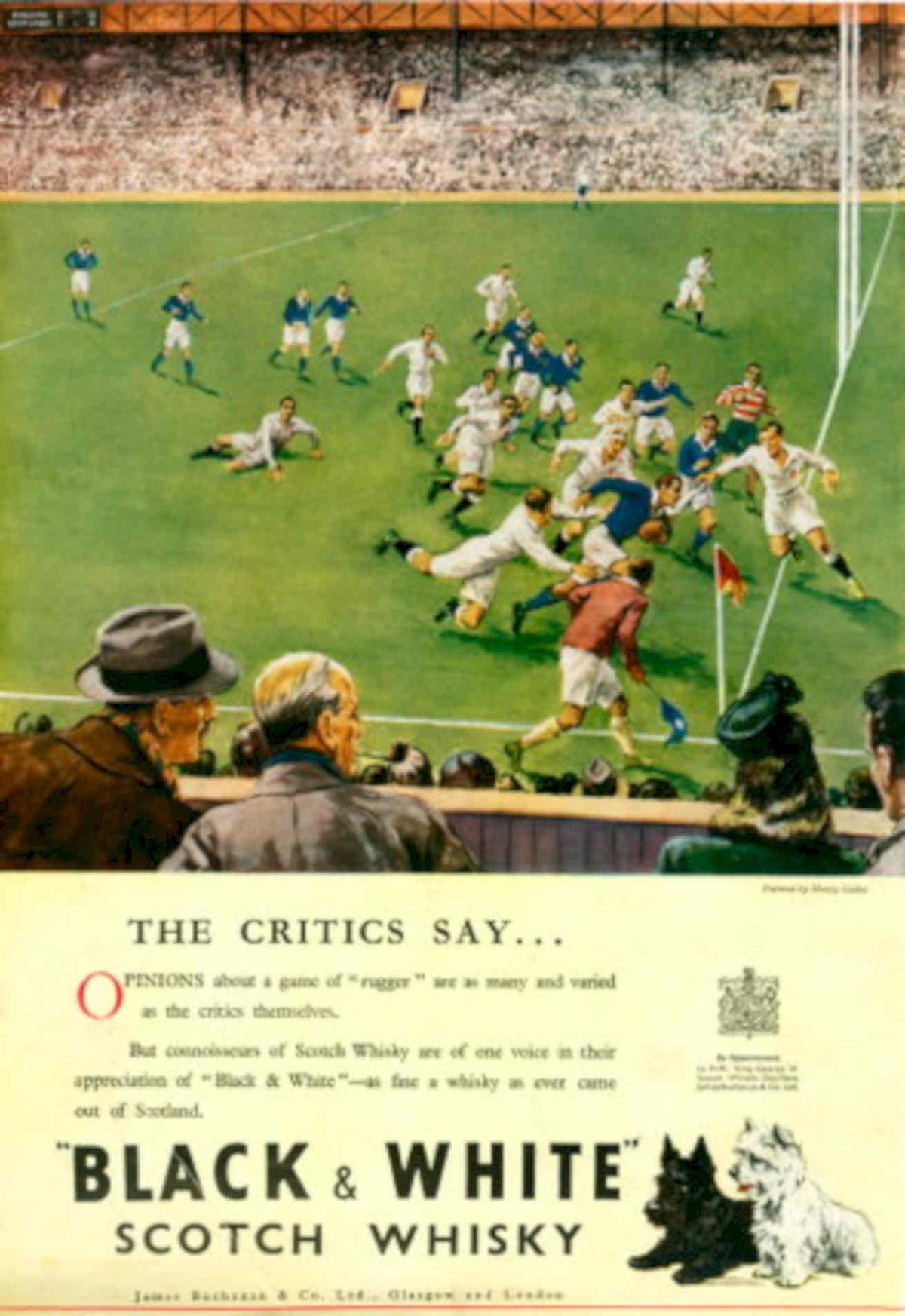 Rugby Whisky Dog 1940s Vintage Retro Advert Poster