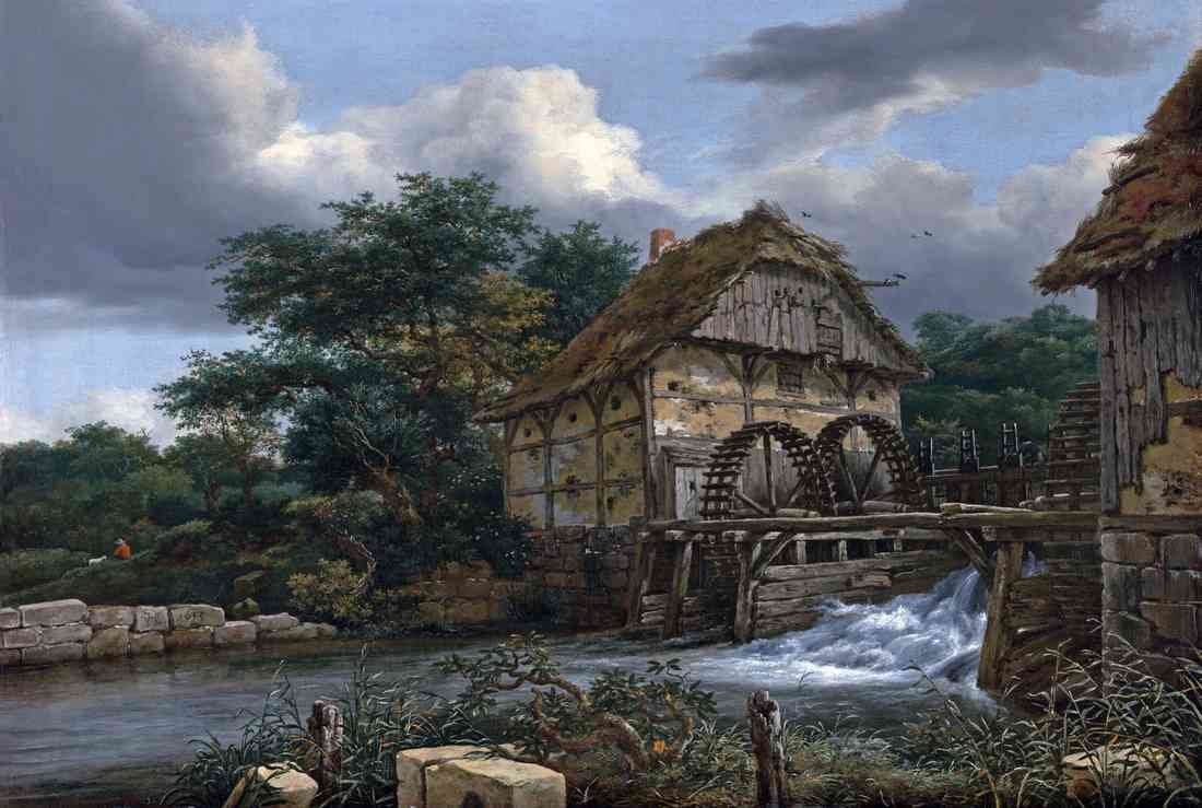 Ruisdael Jacob Isaackszon Van Two Water Mills And Open Sluice 2020 A4 Photo Print