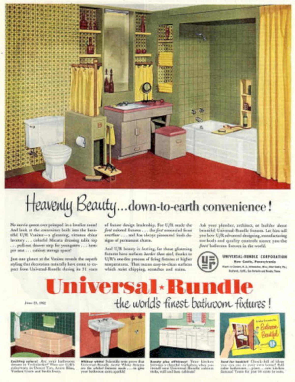 Rundle Bathroom 1950s 1940s Vintage Retro Advert Poster