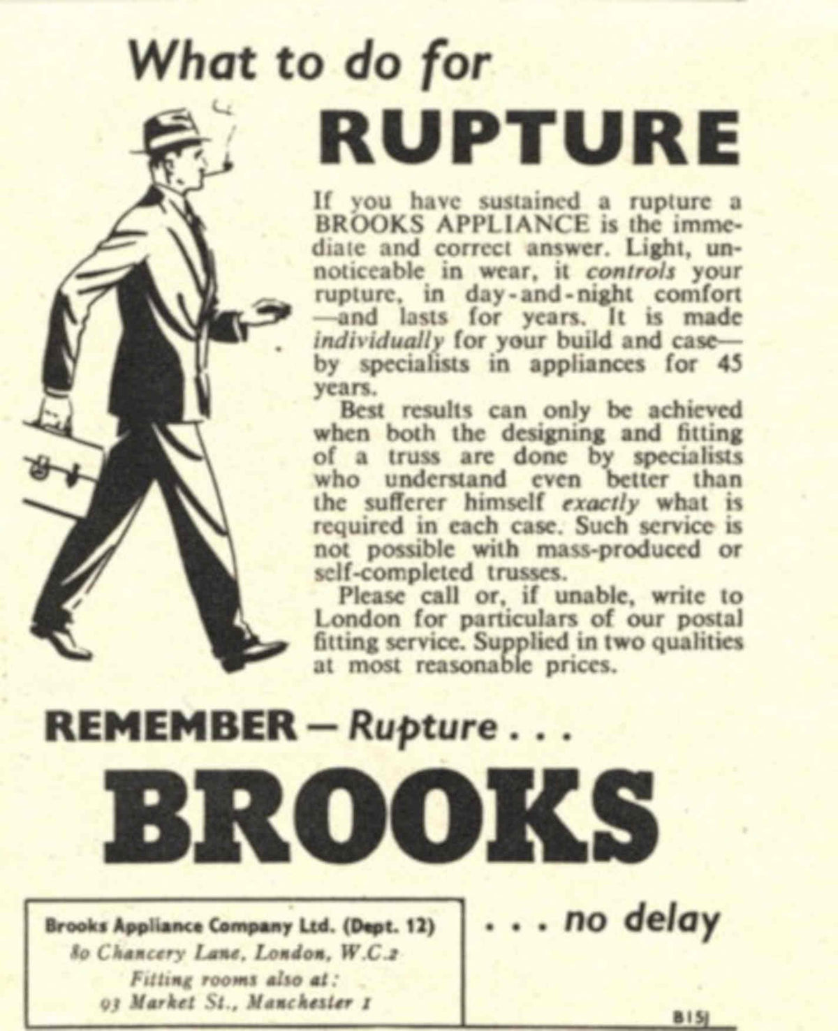 Rupture Brook Office 1940s Vintage Retro Advert Poster