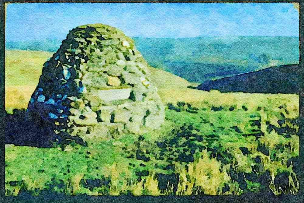 Rural England UK 374008 Monument _John William Fortecue_, Near Five Barrows Cross A4 Limited Edition Watercolour Print