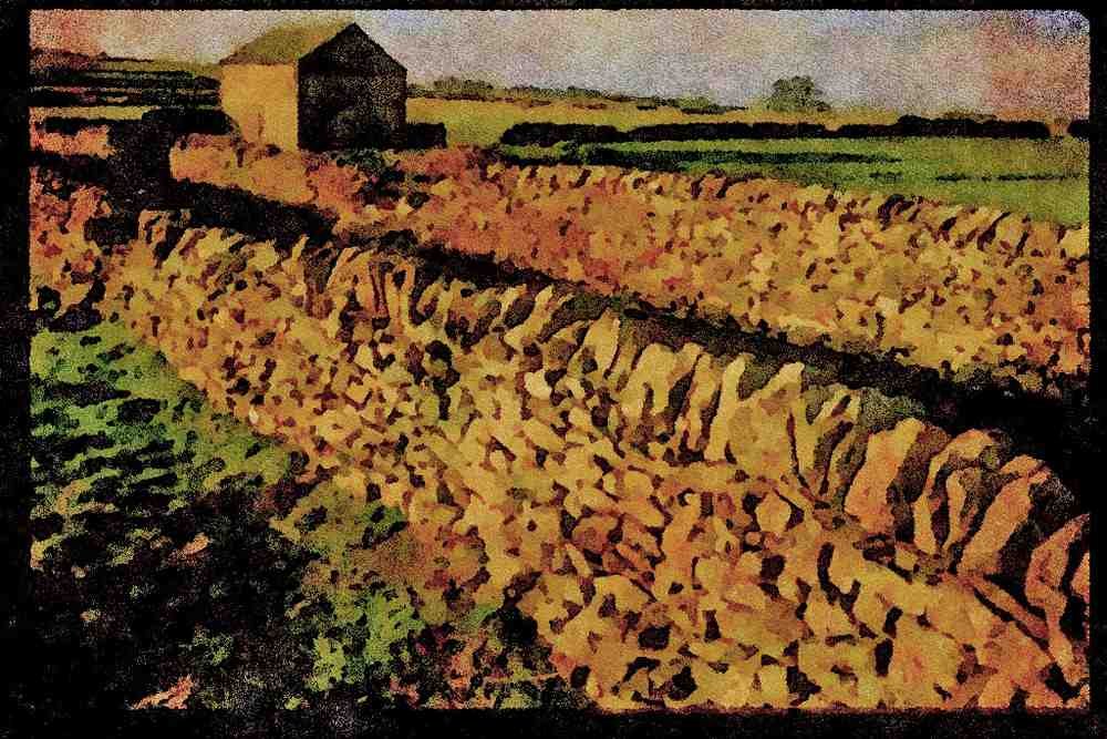 Rural England UK 374015 Stonewalling, White Peak Area, Peak District A4 Limited Edition Watercolour Print