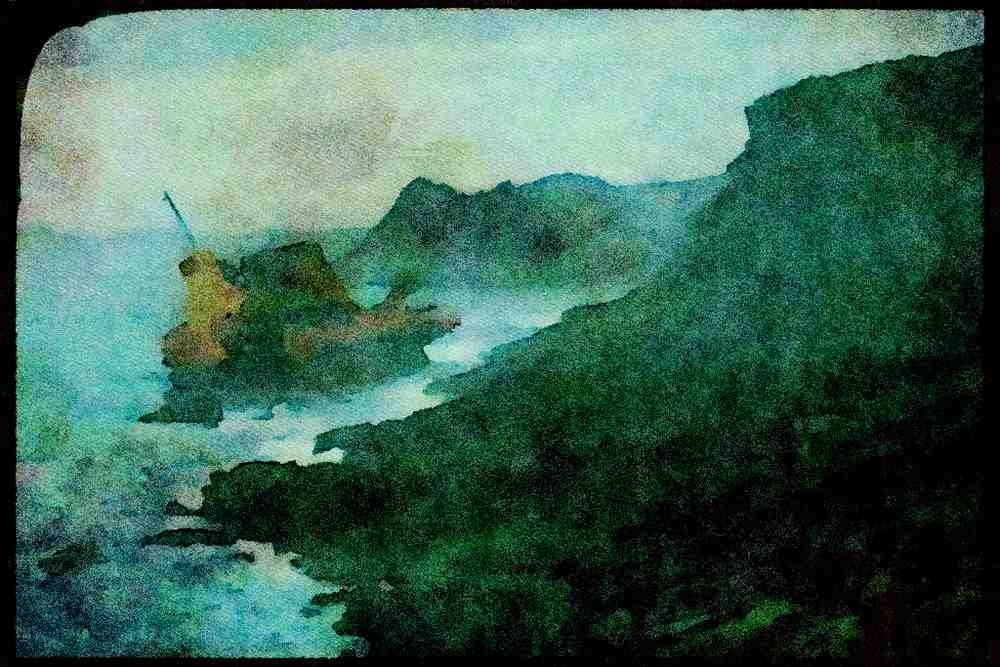 Rural England UK 374024 Wreck Off Prawle Point, Devon A4 Limited Edition Watercolour Print