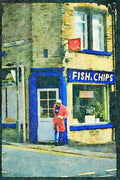 Rural England UK 374037 Luddenden, Yorkshire, Fish And Chip Shop A4 Limited Edition Watercolour Print