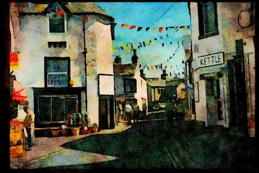 Rural England UK 374042 Ingleton With Bunting A4 Limited Edition Watercolour Print