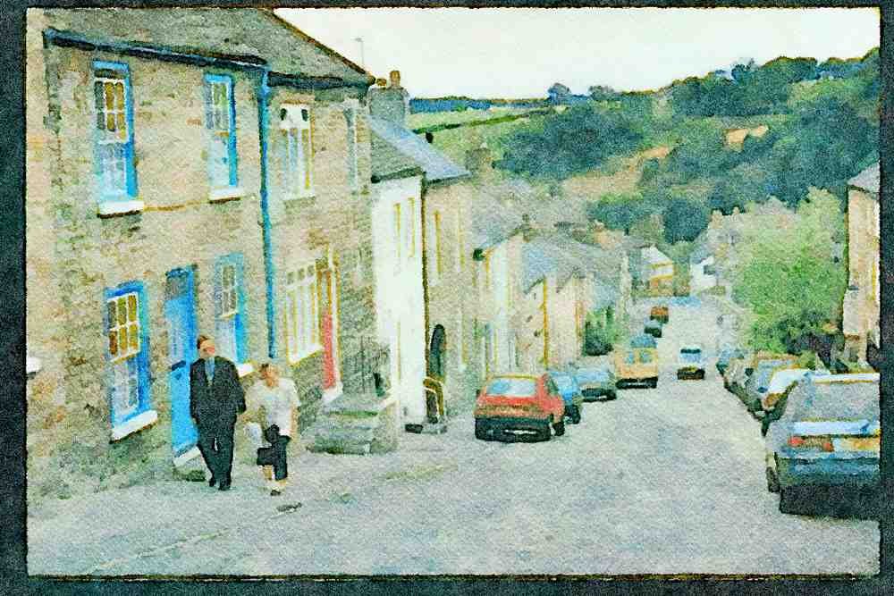 Rural England UK 374044 Richmond's Steep And Cobbled Streets A4 Limited Edition Watercolour Print