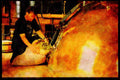 Rural England UK 374051 Feeding The Hops Into A Copper Brewing Vat A4 Limited Edition Watercolour Print