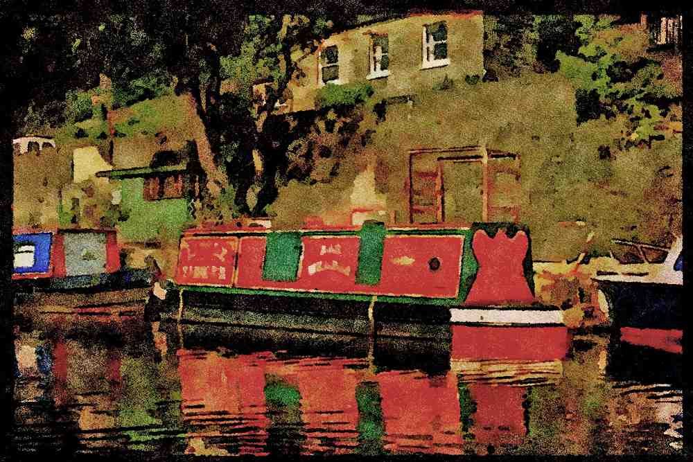Rural England UK 374059 Canal Barge, Hebden Bridge, West Yorkshire A4 Limited Edition Watercolour Print