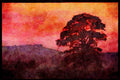 Rural England UK 374060 Dusk Light Behind Tree A4 Limited Edition Watercolour Print