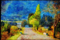 Rural Village France 174007 Road Between Die And Aspres A4 Limited Edition Watercolour Print