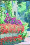 Rural Village France 174021 Provencal Flowers In The Town Of Carpentras A4 Limited Edition Watercolour Print