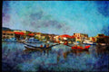 Rural Village France 174042 Fighting On Gondolas In The Harbor Of Martigues A4 Limited Edition Watercolour Print