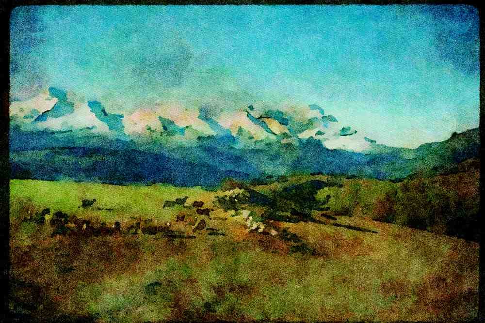 Rural Village France 174094 Flock Of Sheep In The Mountains Of Devoluy A4 Limited Edition Watercolour Print
