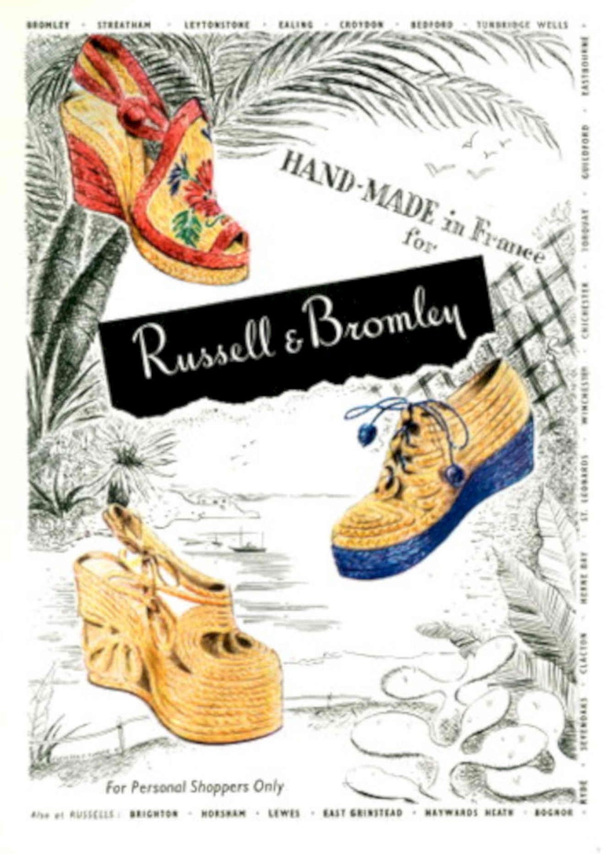 Russell Bromley Shoes 1940s Vintage Retro Advert Poster