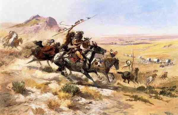 Russell Charles Marion Attack On A Wagon Train A4 Photo Print