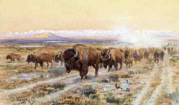 Russell Charles Marion The Bison Trail A4 Photo Print