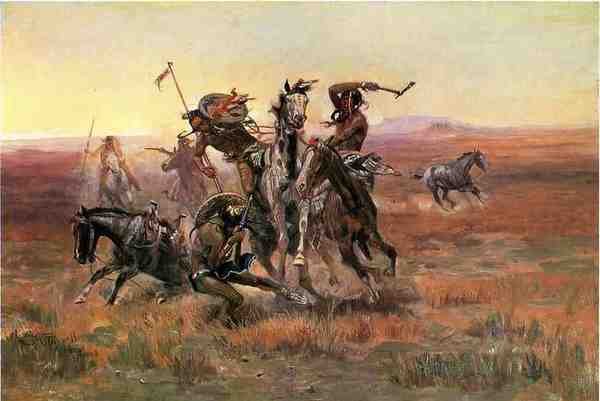 Russell Charles Marion When Blackfeet And Sioux Meet A4 Photo Print