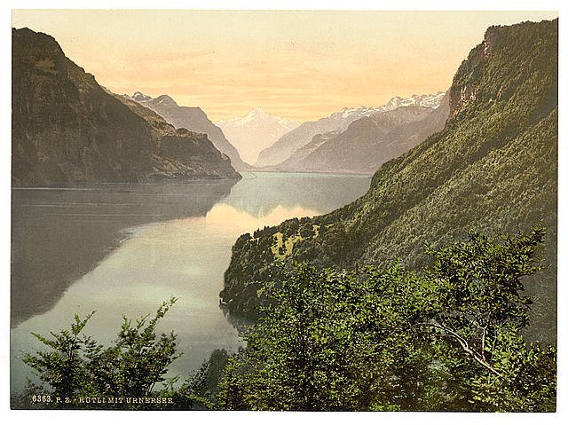 Rutli and Urnersee Lake Lucerne Vintage A4 Photo Print