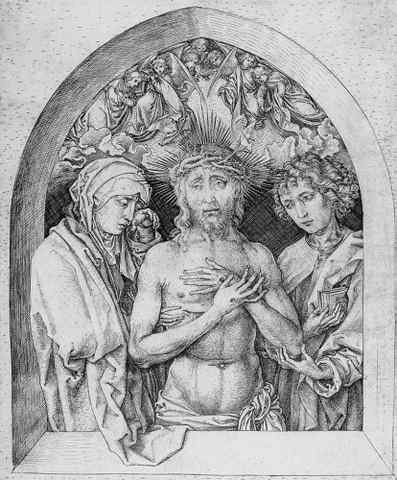 SCHONGAUER Martin The Man Of Sorrows With The Virgin Mary A4 Photo Print
