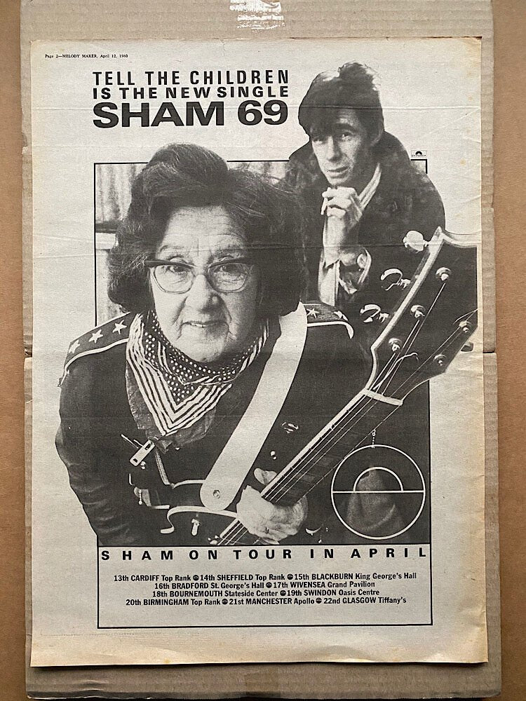 SHAM 69 1980 2 Punk Flyer A4 Photo Print