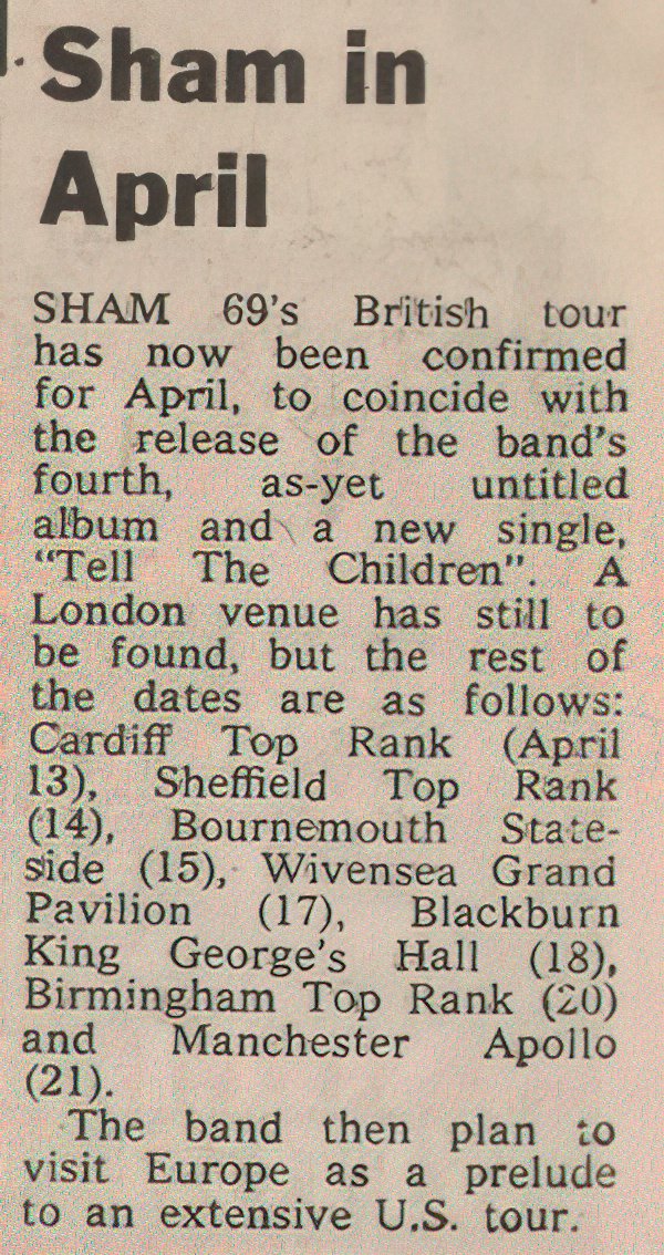 SHAM69Melodymaker8march1980SMALL(72) Punk Flyer A4 Photo Print