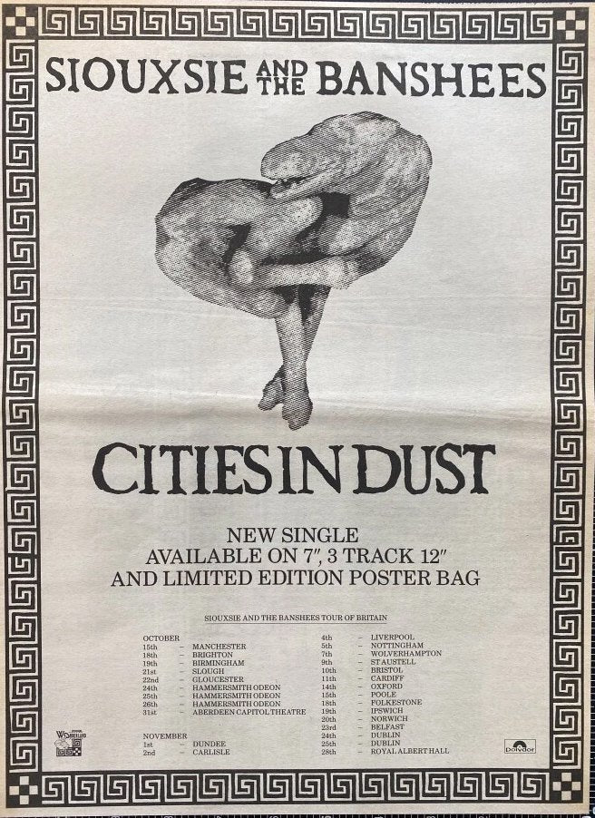 SIOUXSIE & BANSHEES CITIES IN DUST 1985 Punk Flyer A4 Photo Print