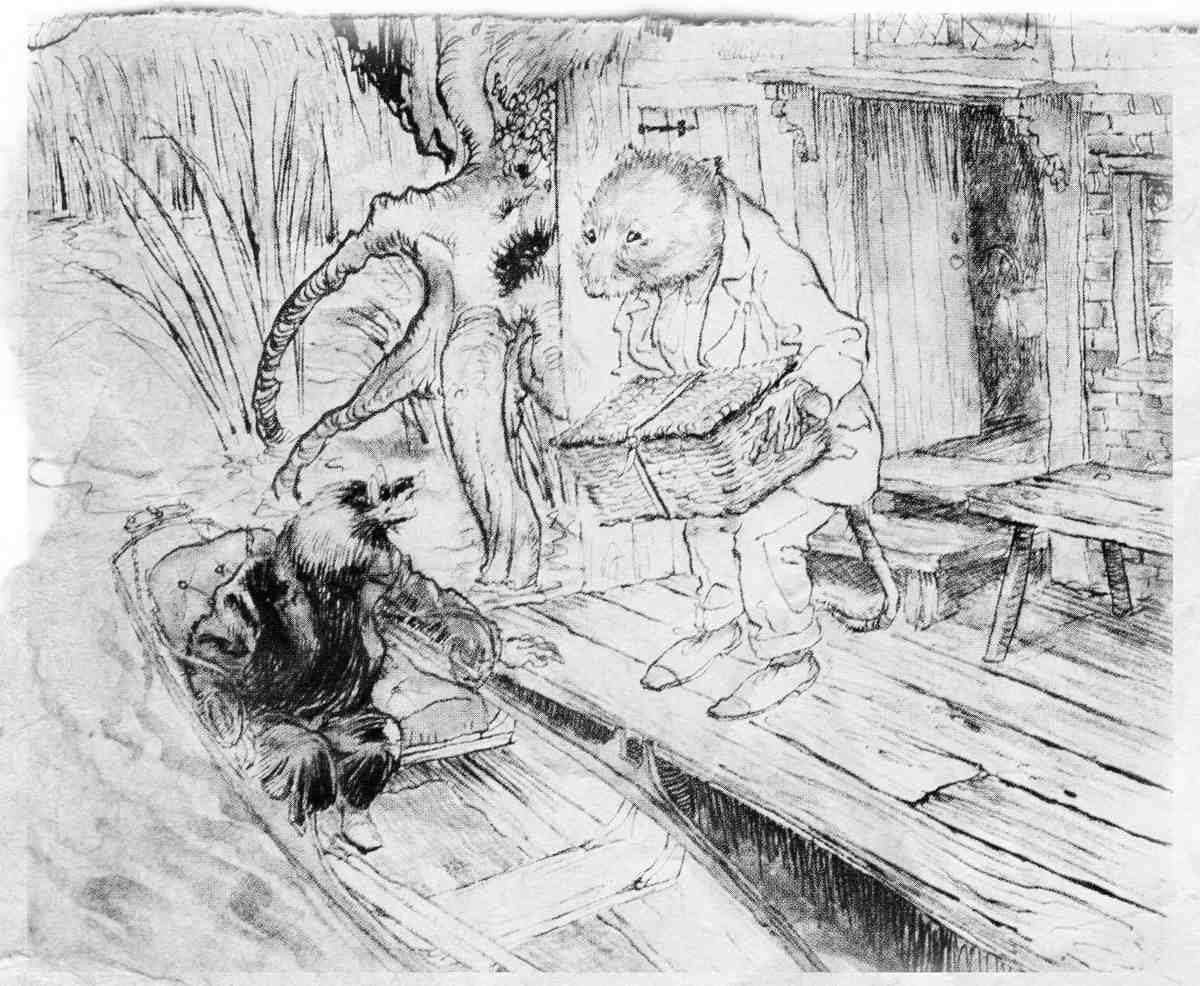 SKETCH Wind in the Willows Arthur Rackham Shove that under your feet, he observed to the Mole, as he passed it down the boat (2) A4 Photo Print