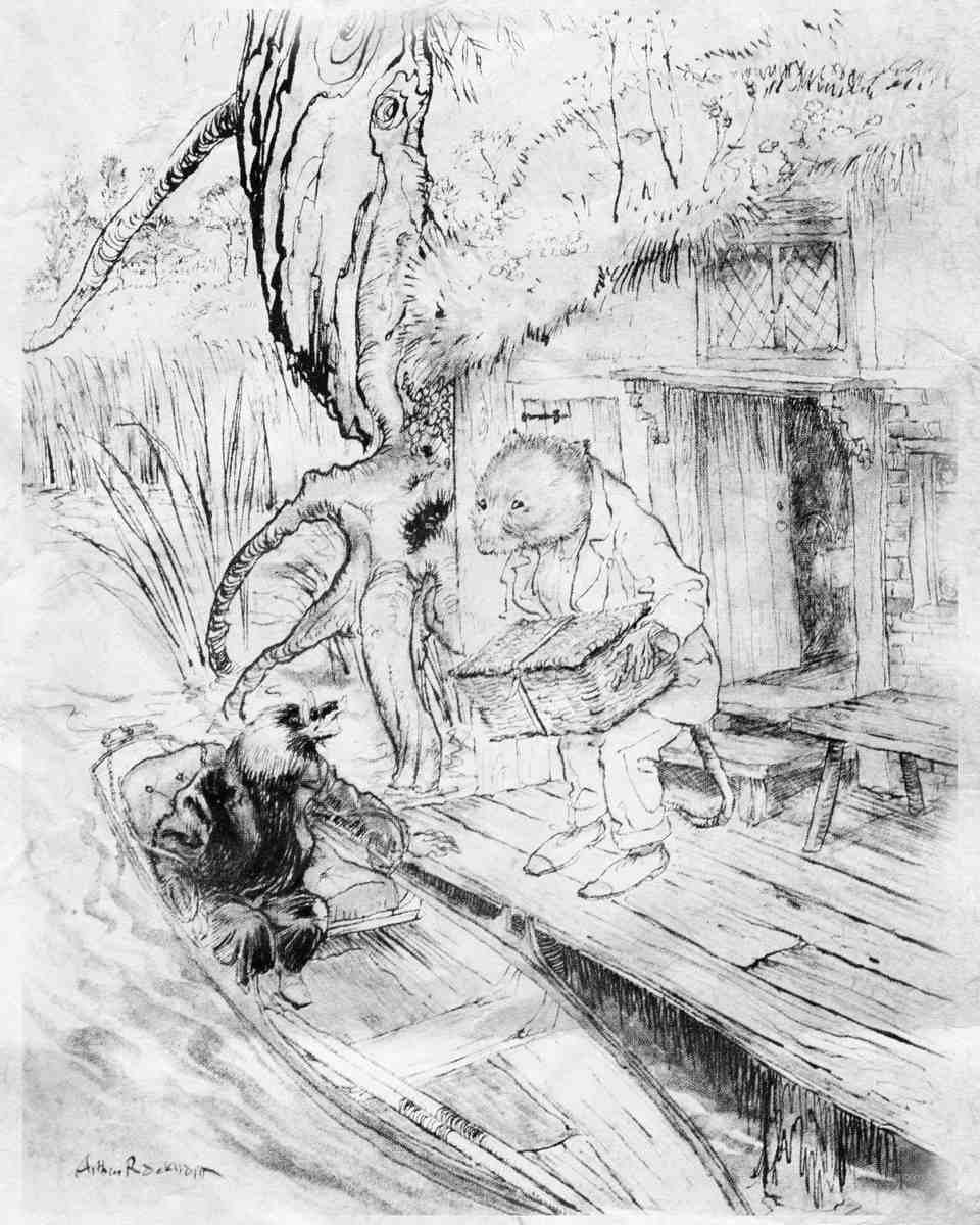 SKETCH Wind in the Willows Arthur Rackham Shove that under your feet, he observed to the Mole, as he passed it down the boat A4 Photo Print