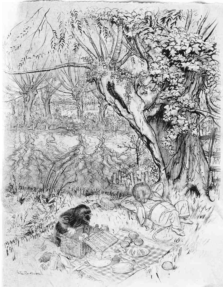 SKETCH Wind in the Willows Arthur Rackham The Mole begged as a favour to be allowed to unpack it all by himself A4 Photo Print