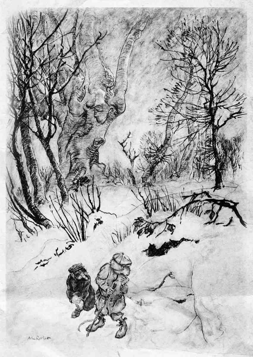SKETCH Wind in the Willows Arthur Rackham The Rat pondered awhile, and examined the humps and slopes that surrounded them A4 Photo Print