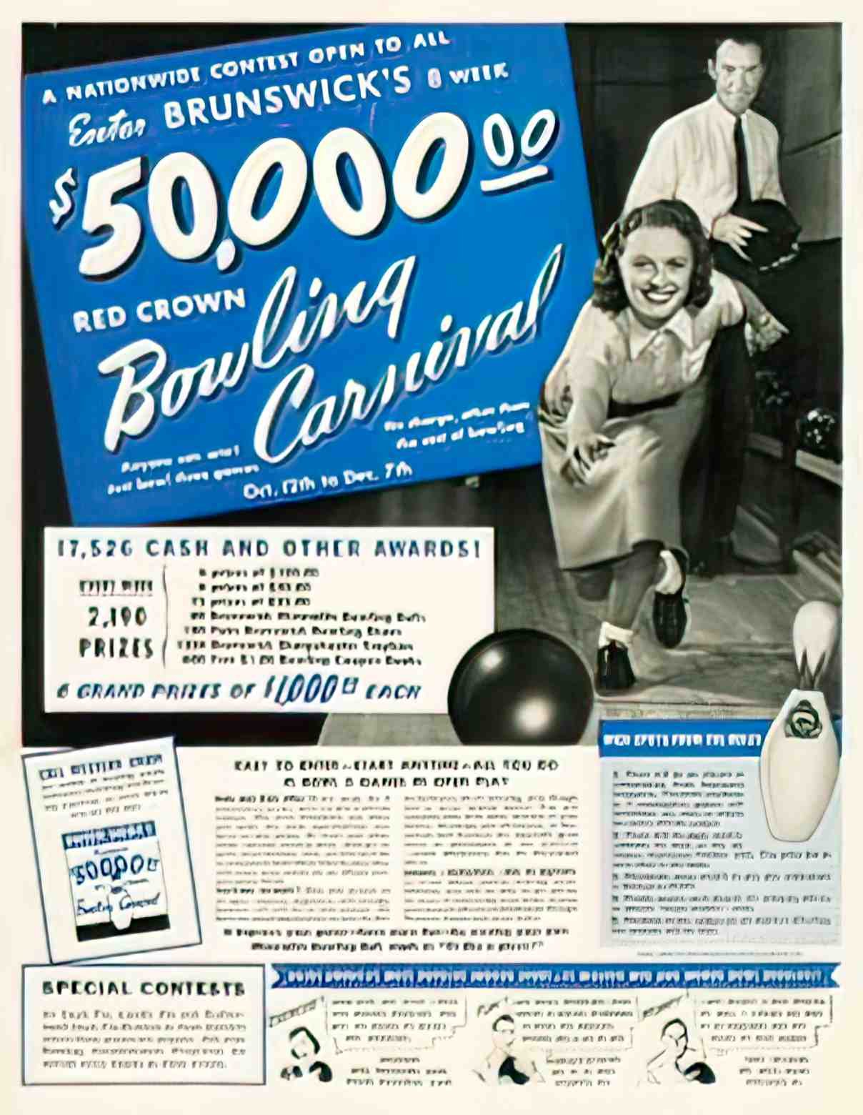 SPBW1013L, Brunswick Bowlin Advert A4 Photo Print
