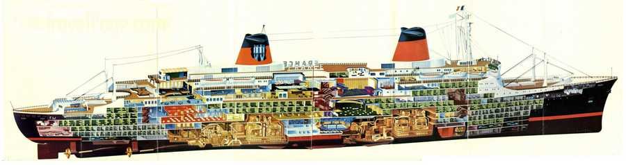 SS France cutaway A4 Photo Print