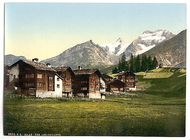 Saas Fee Sennhutten Valais Alps of Vintage A4 Photo Print
