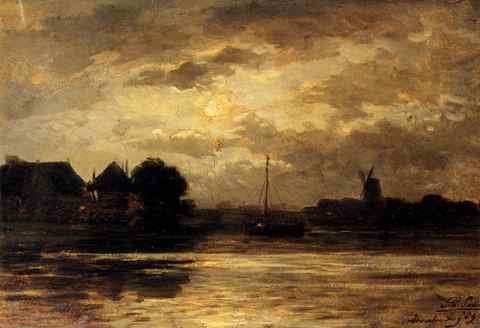 Sadee Philip Lodewijk Jacob View Of The Spaarne Haarlem By Moonlight A4 Photo Print