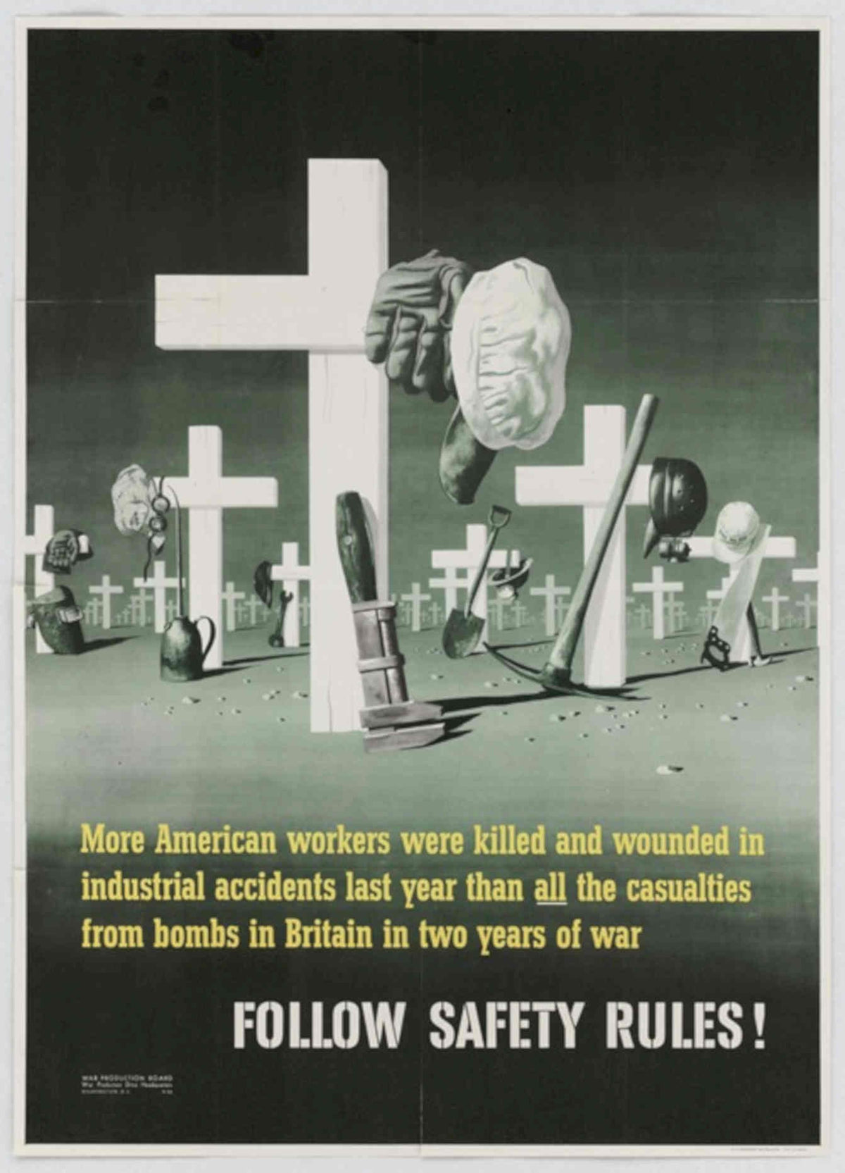 Safety Rules Worker American World War II Advert Poster