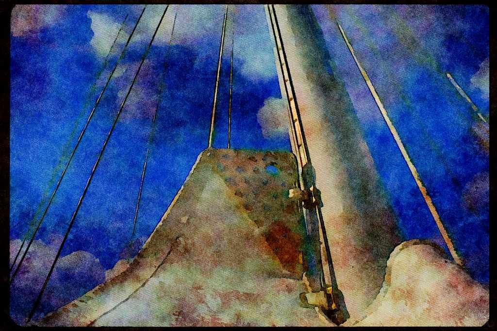 Sailboats Sail Sailing 007003 Rigging Of Sail On Mast A4 Limited Edition Watercolour Print