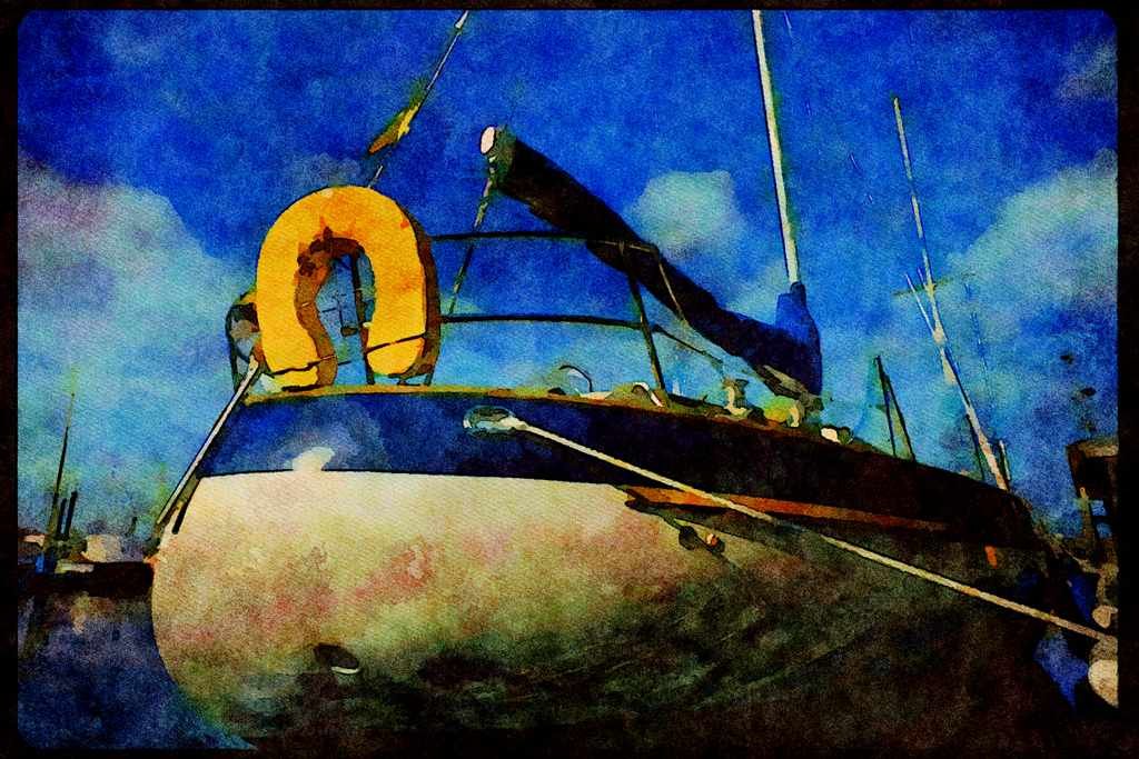 Sailboats Sail Sailing 007009 Stern Of Cutter A4 Limited Edition Watercolour Print