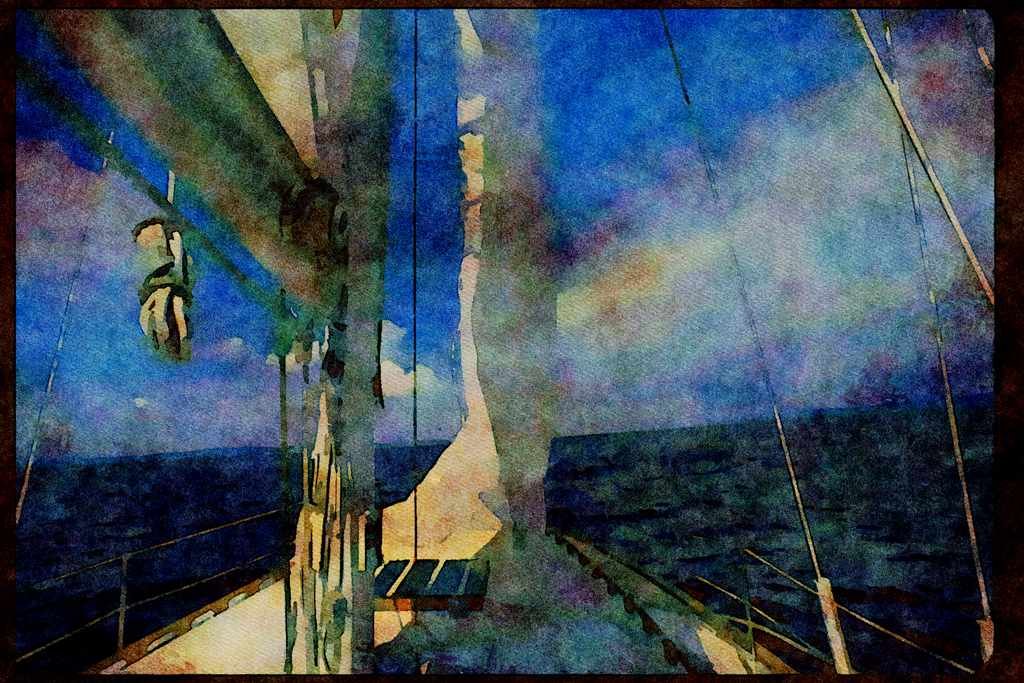 Sailboats Sail Sailing 007019 Mainsail Rigging And Foresail A4 Limited Edition Watercolour Print