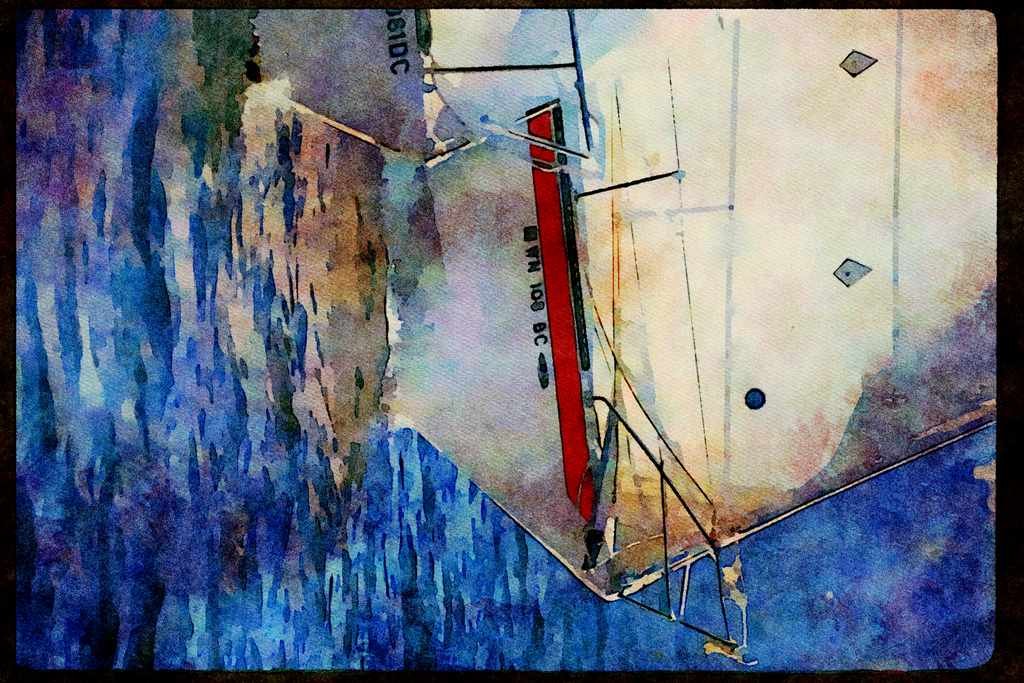 Sailboats Sail Sailing 007027 Two Bows A4 Limited Edition Watercolour Print