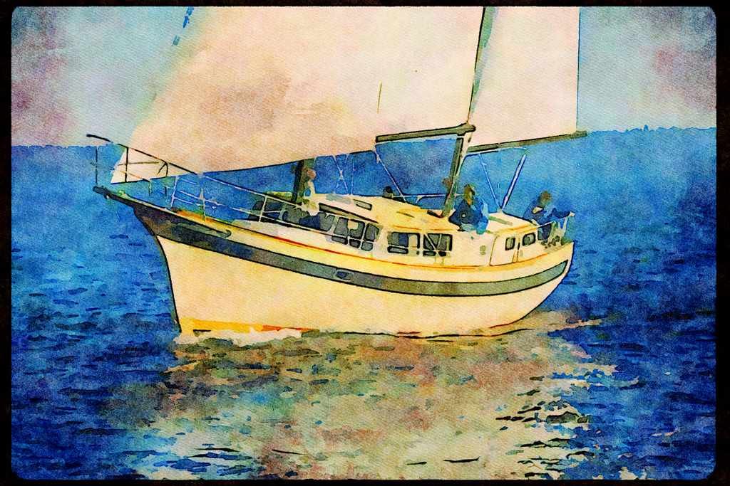 Sailboats Sail Sailing 007029 Ketch On Clear Day A4 Limited Edition Watercolour Print