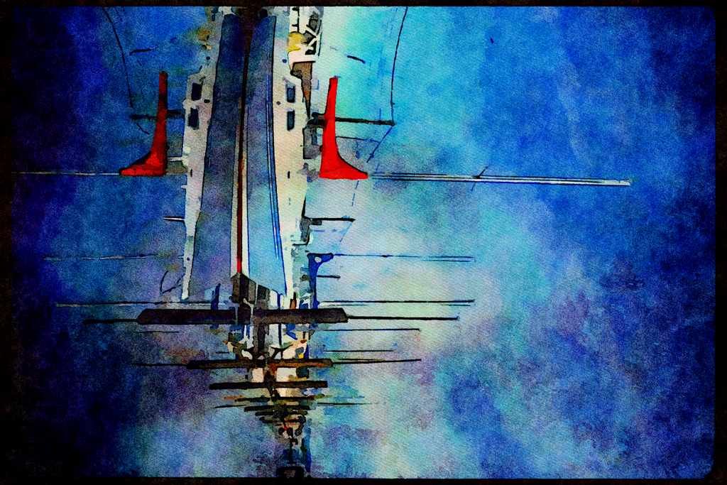 Sailboats Sail Sailing 007039 Sailboats In Row A4 Limited Edition Watercolour Print