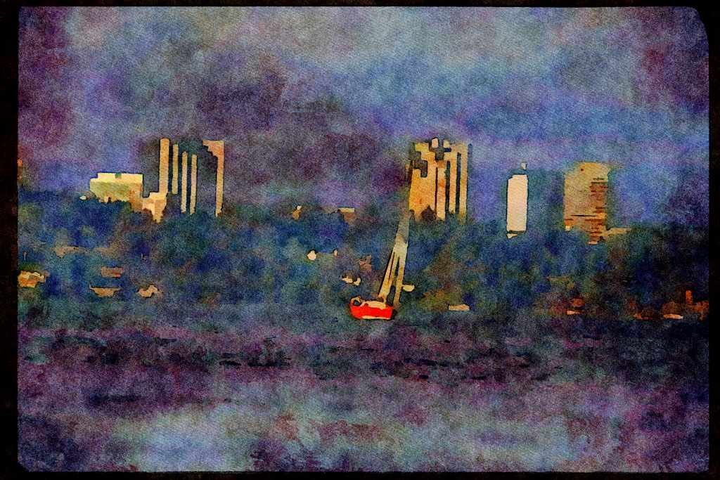 Sailboats Sail Sailing 007044 Red Sloop Under Sail A4 Limited Edition Watercolour Print