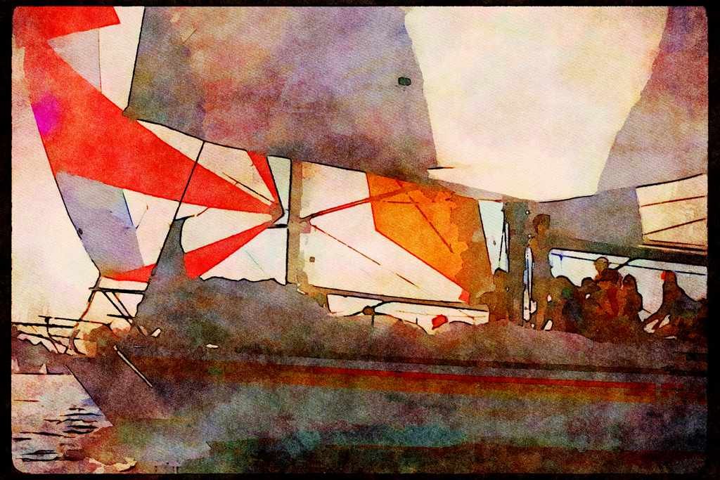 Sailboats Sail Sailing 007046 Two Sloops Racing Side By Side A4 Limited Edition Watercolour Print