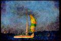 Sailboats Sail Sailing 007078 Sloop With Yellow And Green Spinnaker A4 Limited Edition Watercolour Print