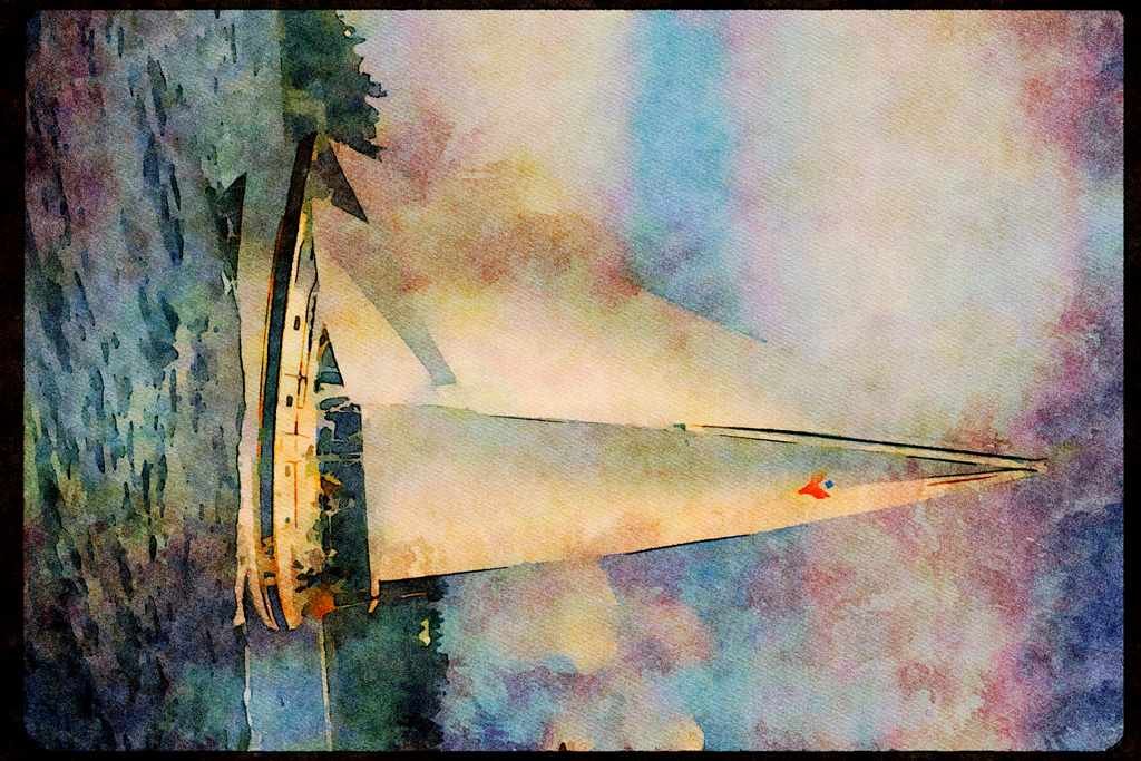 Sailboats Sail Sailing 007081 Cutter With Wind At Rear A4 Limited Edition Watercolour Print
