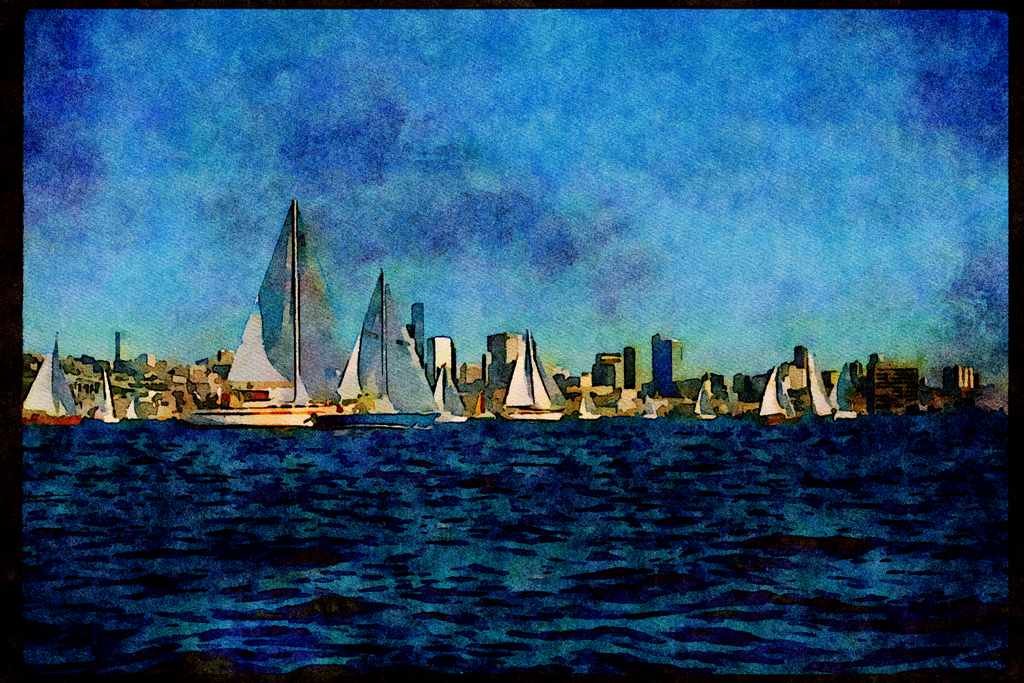 Sailboats Sail Sailing 007084 Sloops On Opening Day A4 Limited Edition Watercolour Print