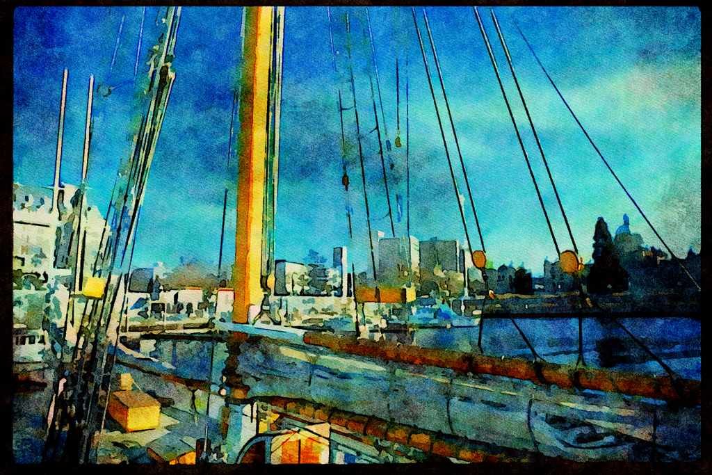 Sailboats Sail Sailing 007098 Victoria Through The Rigging A4 Limited Edition Watercolour Print